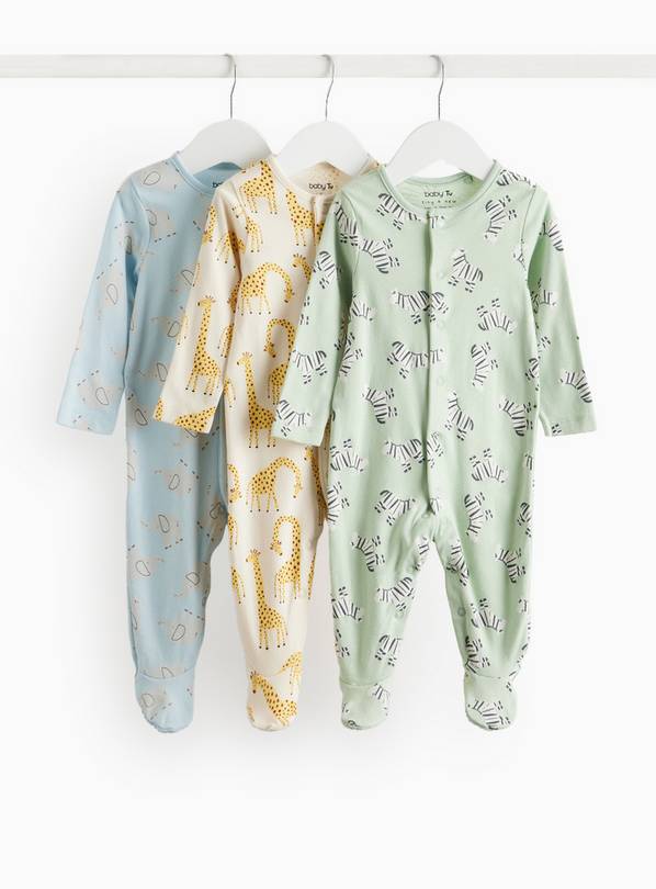 Animal Printed Sleepsuit 3 Pack 9-12 months